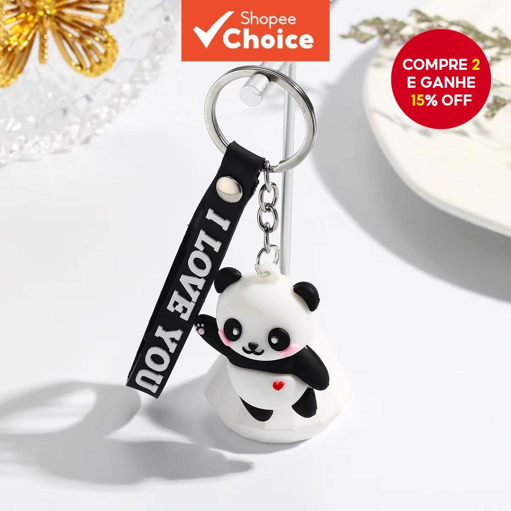 Novo Novo criativo chaveiro de panda fofo em PVC, pendente de bolsa de borracha, lembrança de viagem, brinde. em Oferta na Shopee