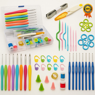 Kit Crochê Completo 53 Peças  Para Fazer Amigurumi Agulhas Cabo Soft Tesoura Acessórios Lar das Fitas em Oferta na Shopee