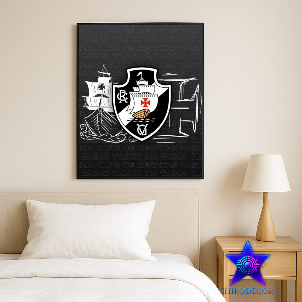Quadro Decorativo Vasco Da Gama Clube Emblema Time Futebol Sala Quarto Presente Torcedor
