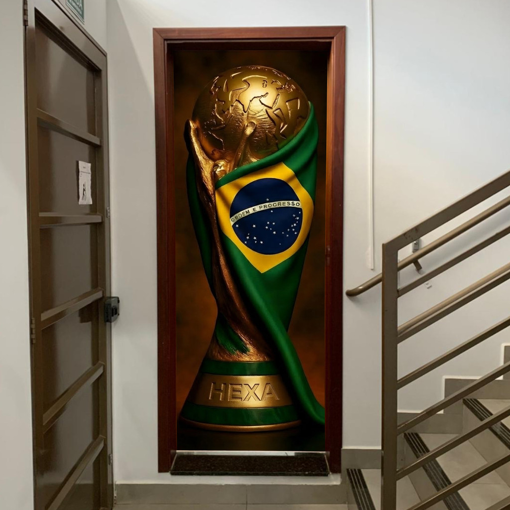 Capa De Porta Decoração Torcida Brasileira Hexa 2026 0,85x2,10 C/Elástico Varias Estampas Qualidade