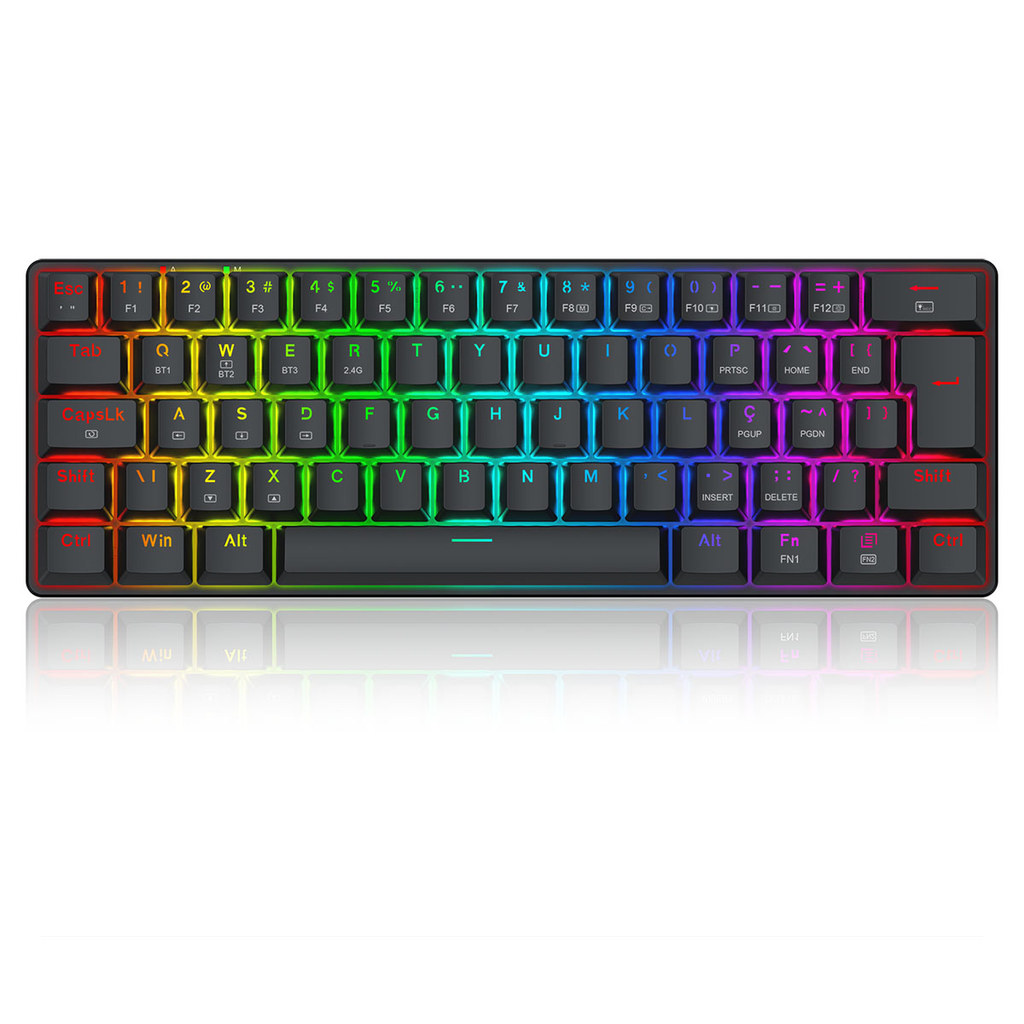 TECLADO MECANICO GAMER JAX PRO RGB WIRELESS SWITCH DUST-PROOF BROWN REDRAGON K613-KBS PRETO