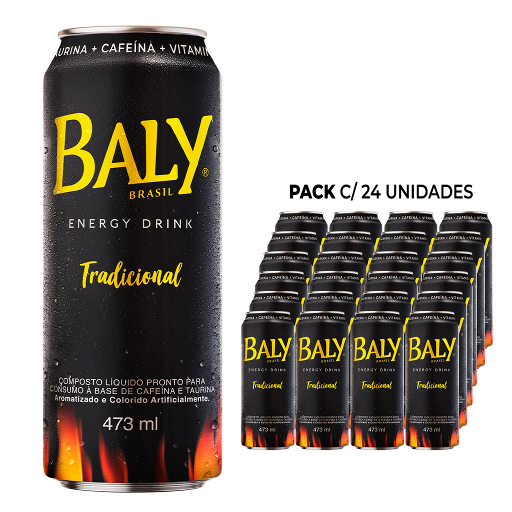 Pack Com 24 Unidades Energético Baly Energy Drink 473ml em Oferta na Shopee