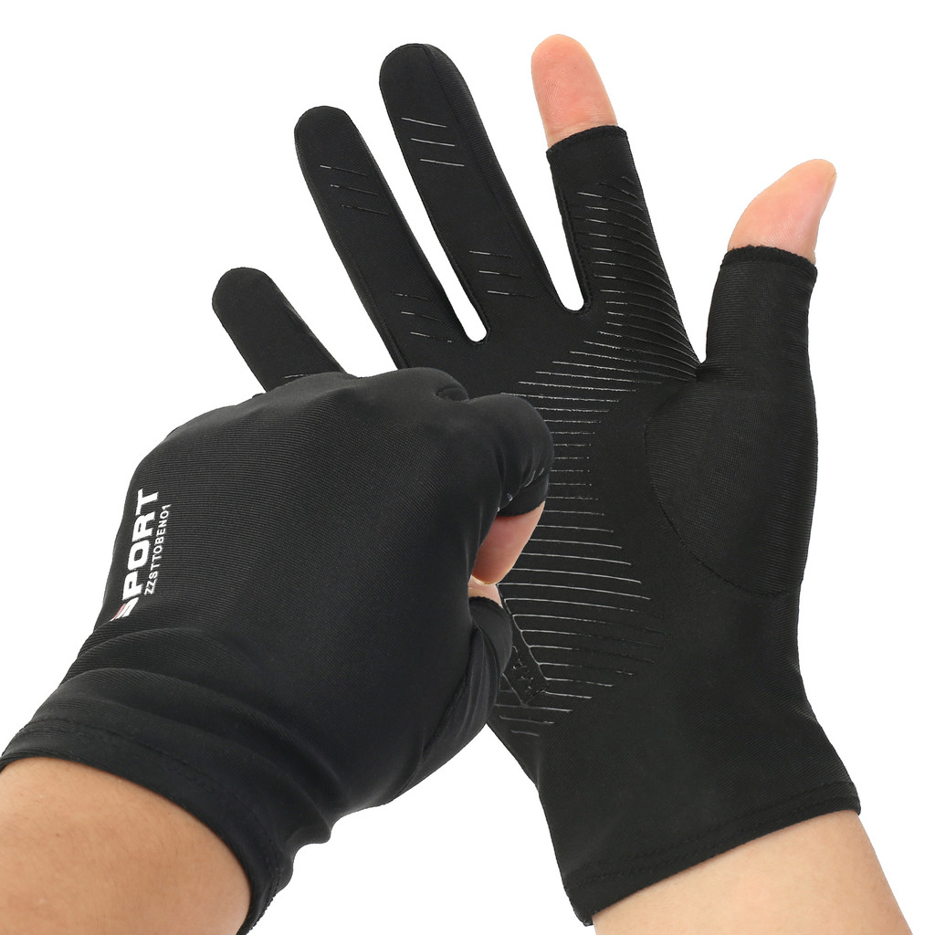 Luva Antiderrapante UV50+ Azul Moto Bike Pesca Seda Gelada Dedo Livre