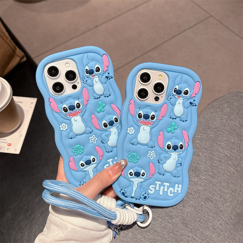 14 Cartoon Blue Stitch 11 Apple 16ProMax Capa de telefone iPhone17 Expansão de Bordda curva 13 Foca 15 em Oferta na Shopee