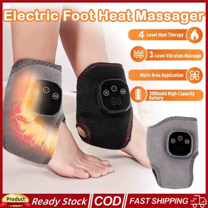 1-2 Pçs Elétrico Pé Aquecimento Massageador Relaxamento Muscular Conjunta Envoltório Cinta Protetor Com 3 Modos De Vibra