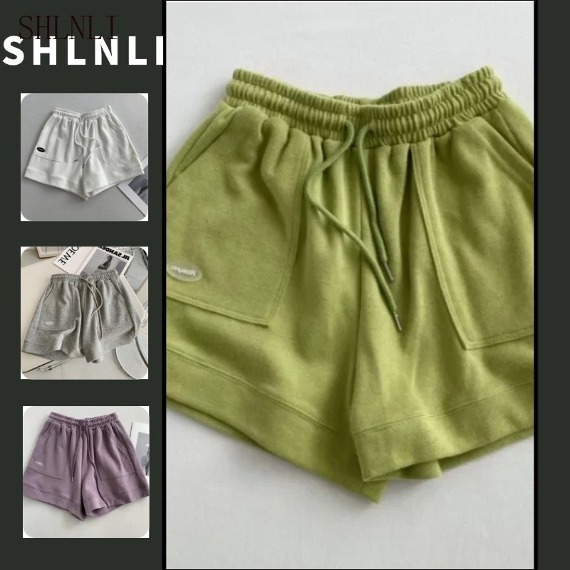 Verão Feminino Cintura Alta Emagrecimento Casual Esportes Shorts Estilo Coreano Solto Perna Larga Calças Linha A