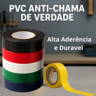 FITA ISOLANTE PVC 19MMX20M COLORIDA PRETA AZUL AMARELA VERMELHA VERDE BRANCA ANTICHAMA USO PROFISSIONAL em Oferta na Shopee