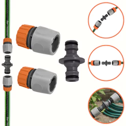 Kit Emenda Mangueira C/ 1 Conector Duplo e 2 Engate Rápido