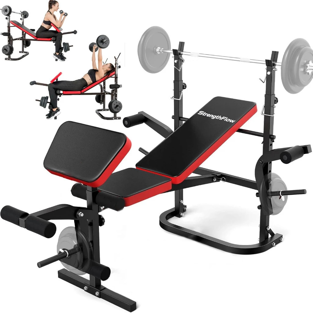 Estação de Musculação Banco para Supino com Encosto Ajustável-StrengthFlow