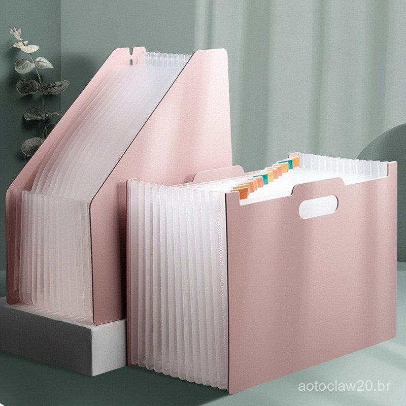 Organizador de Papel A4 com Zíper Expansível, Tipo Acordeão, para Mesa, Multi-Camadas