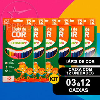 Kit 3 a 12 Caixas Lápis de Cor 12 Cores Tamanho Grande Sextavado Ponta Resistente