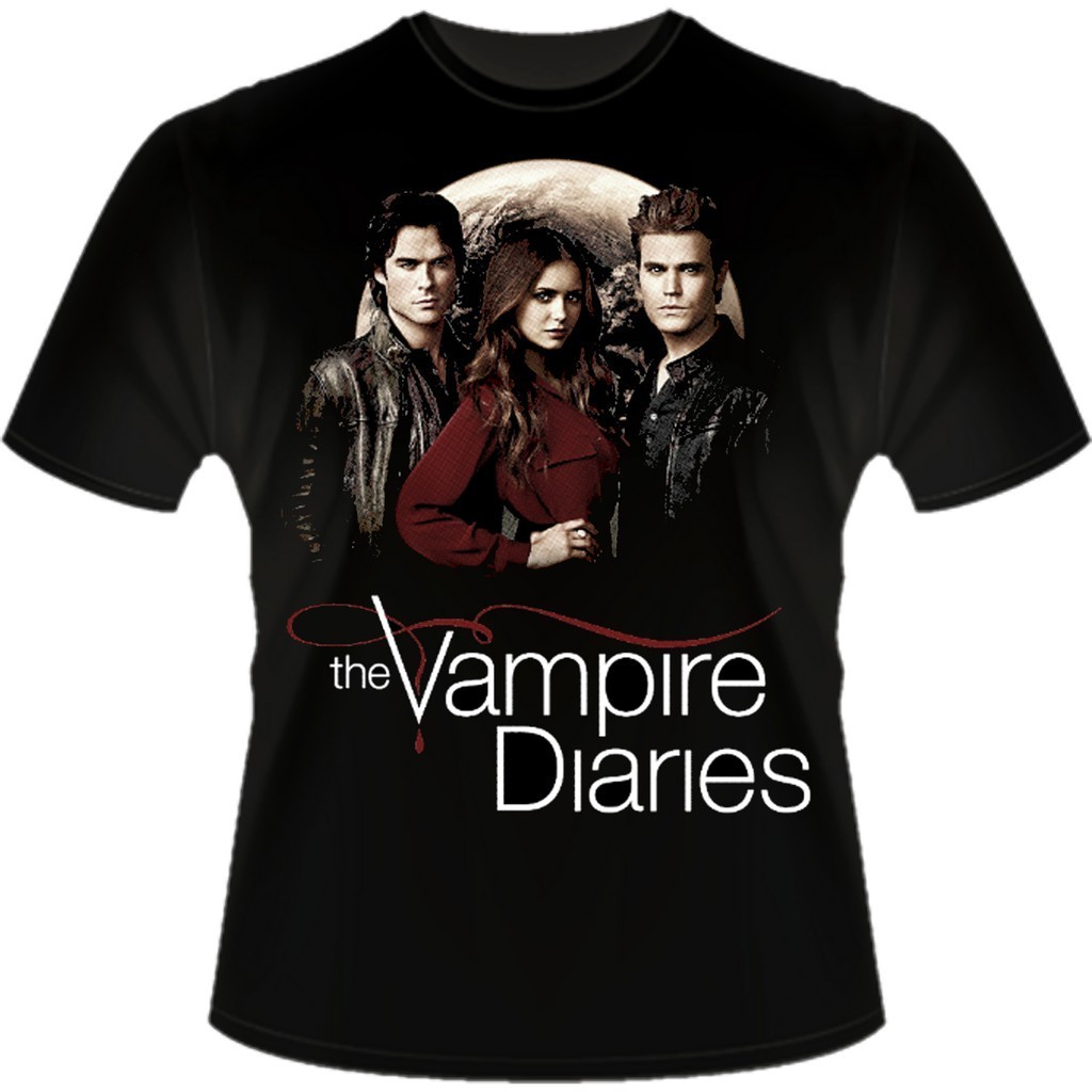 Camisa Vampire Diaries Série Camiseta Algodão Basica Preto CMS