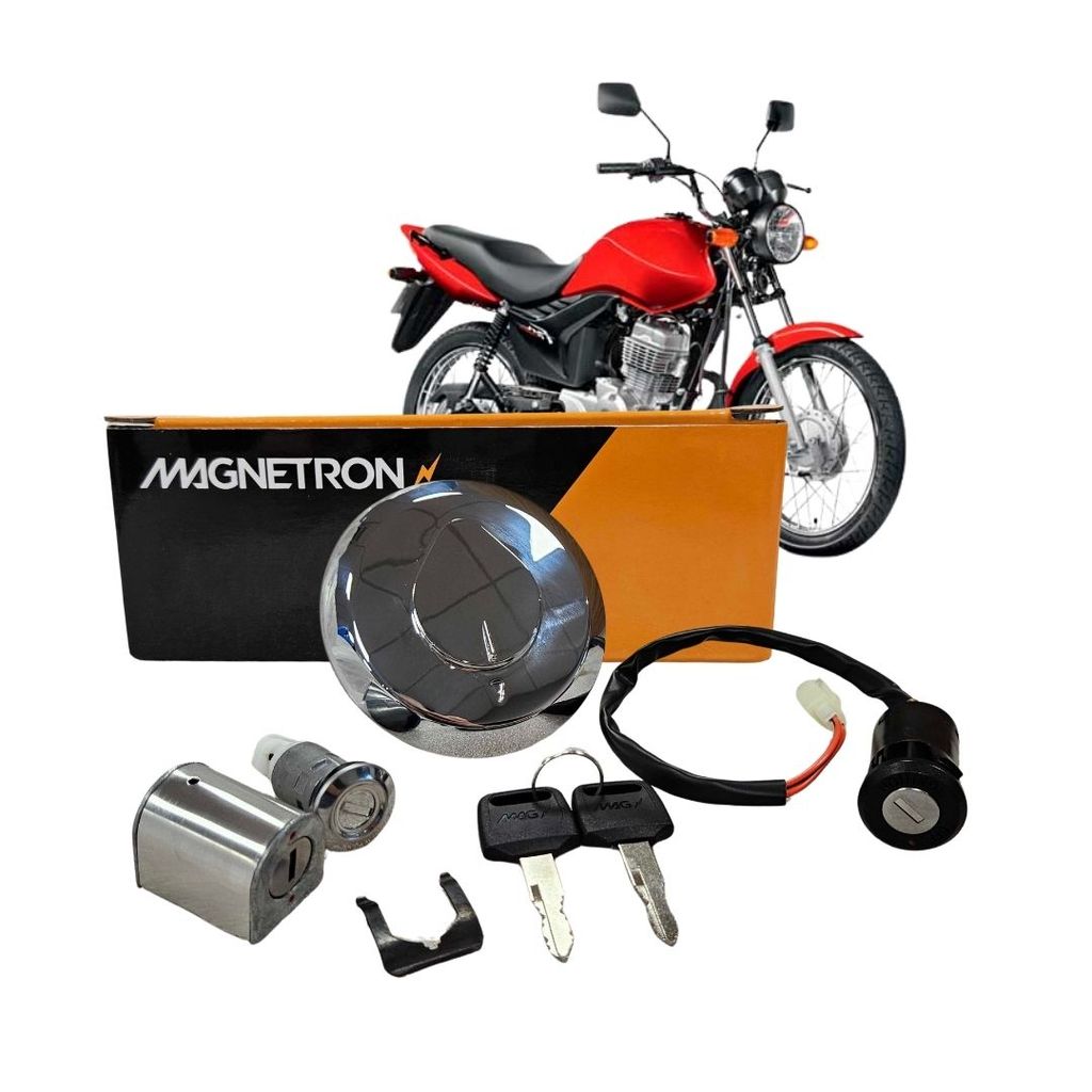 Conjunto Trava de Ignição Guidão Tanque Tampa Lateral Para CG 125 Fan 2005 a 2008 90264100