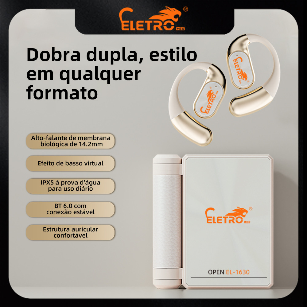 Eletromex Fone de ouvido TWS com condução óssea,sem fio, Bluetooth 6.0 redução de ruído verd redução de ruído verdadeira