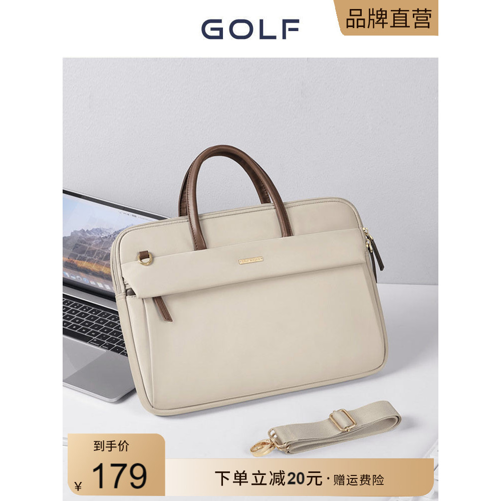 GOLF Bolsa para computador portátil feminina 2026 novo estilo Casual moda Commuter bolsa cor sólida maleta de negócios