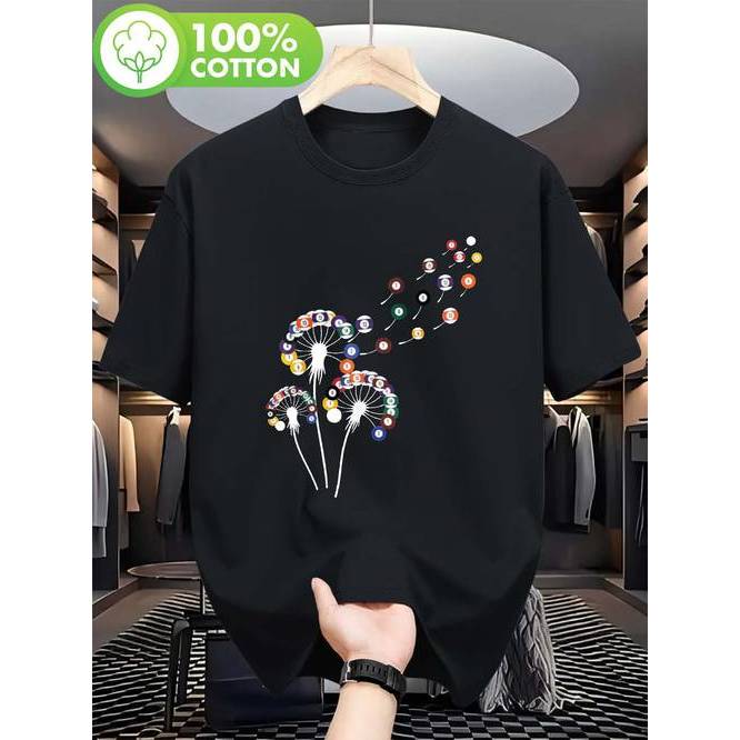 Camiseta Masculina Bilhar Estampa Gráfica Tema Esportivo Moderna Estilosa Confortável Casual