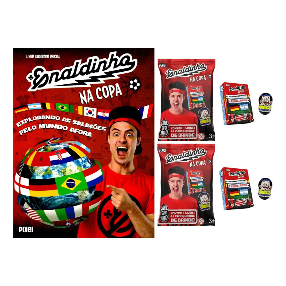 Kit 1 Álbum Enaldinho Na Copa + 2 Livro + 2 Cabeçudinho