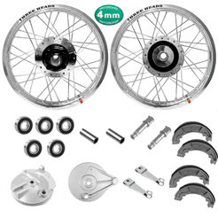 Par Roda Aro Three Heads Polido Raio 4mm Fan 125 09/18 Tambor Com Peças