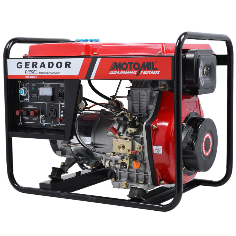 Gerador a Diesel Motor 4T 10HP 5000W 5KVA Motomil MDG-5000CLE (Monofásico)