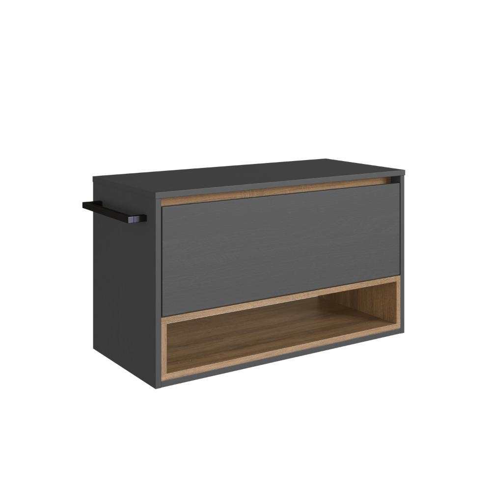 Gabinete de Banheiro Suspenso 1 Nicho 1 Toalheiro 1 Porta 80cm Mel/Grafite - BH8060MG — imagem 2 de 2