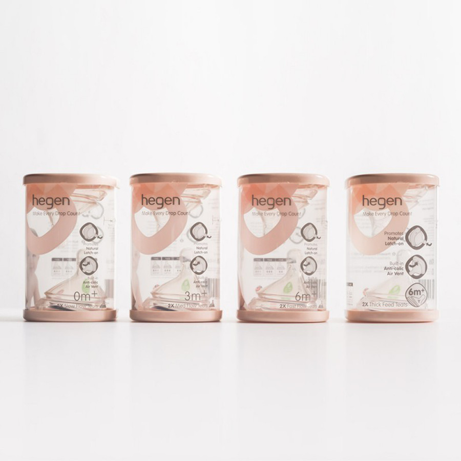 Tetina Para Mamadeira Hegen PCTO Fluxo Lento/Médio Rápido/Botão Anticólica De Alimentação Espessa