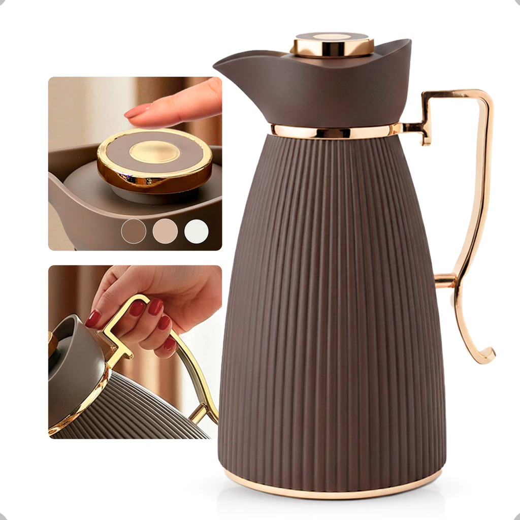 Garrafa Térmica Zaya Tuut 1L Canelada Design Sofisticado, Mantém Bebidas Quentes E Frias, Ideal Para Café E Chá — imagem 1