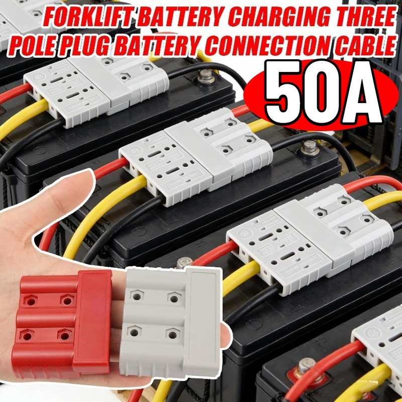 Plugue De Carregamento De Bateria 3Pin 50A-Retardador De Chamas , Seguro-Conector De Reparo De Empilhadeira-Terminal De