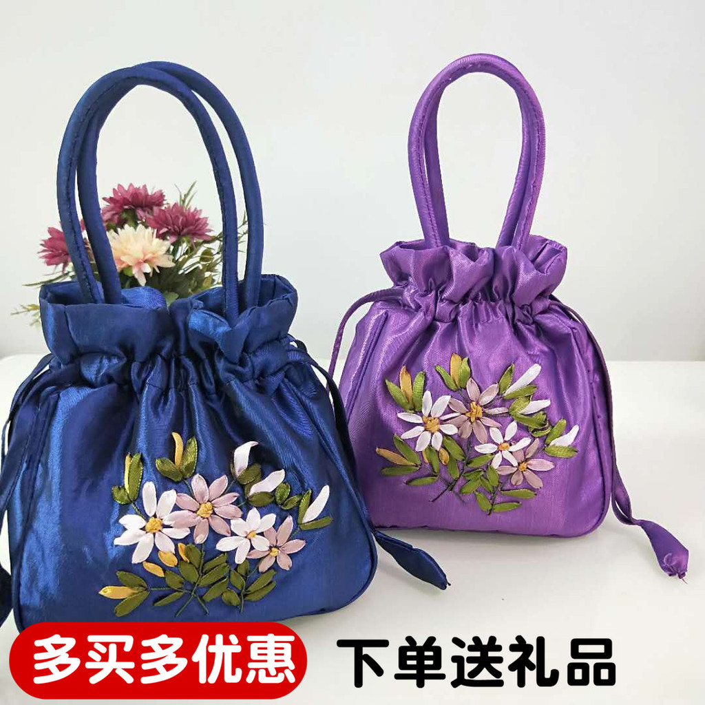 Frete grátis bolsa bordada estilo chinês com cordão bolsa para celular bolsa de armazenamento artesanal bolsa feminina d