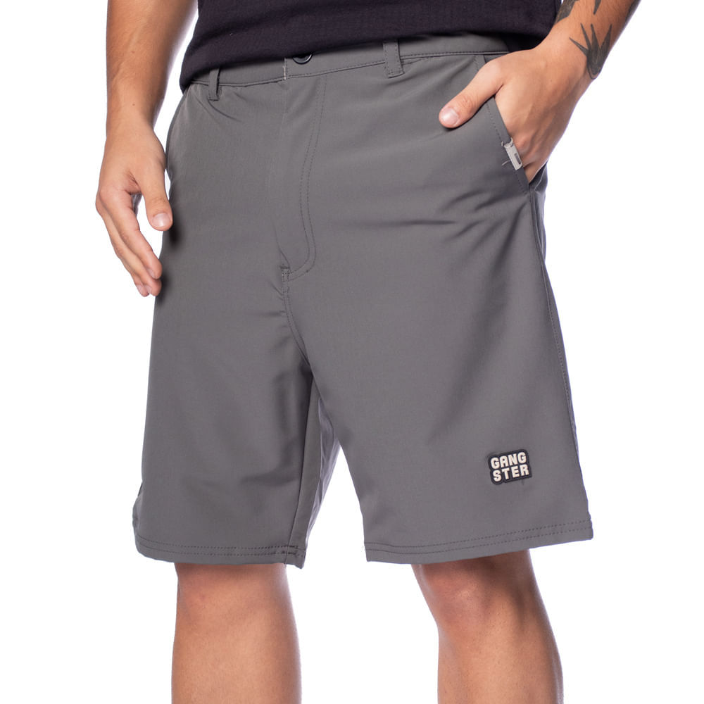 Bermuda Masculina Gangster Reta Cinza Escuro