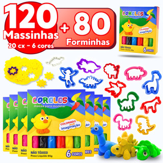 Kit Infantil Massa Modelar + Forminha Molde Animais Prenda Festa Infantil Brinde Prenda Junina