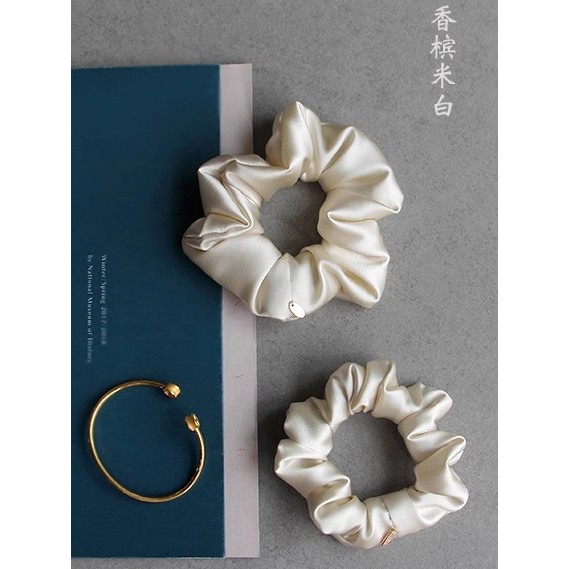 Jinyou criação champanhe bege Scrunchy anel de cabelo de seda feminino High-End bola cabeça flor gravata cabeça de cabel