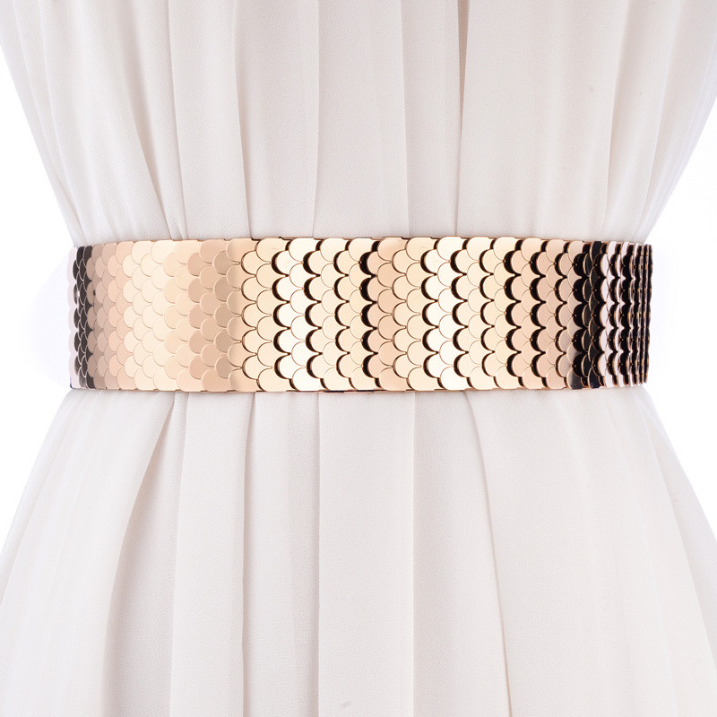 Moda cinto senhoras cinto largo único padrão de Metal decorativo vestido cinto All-Match casaco cinto elástico feminino
