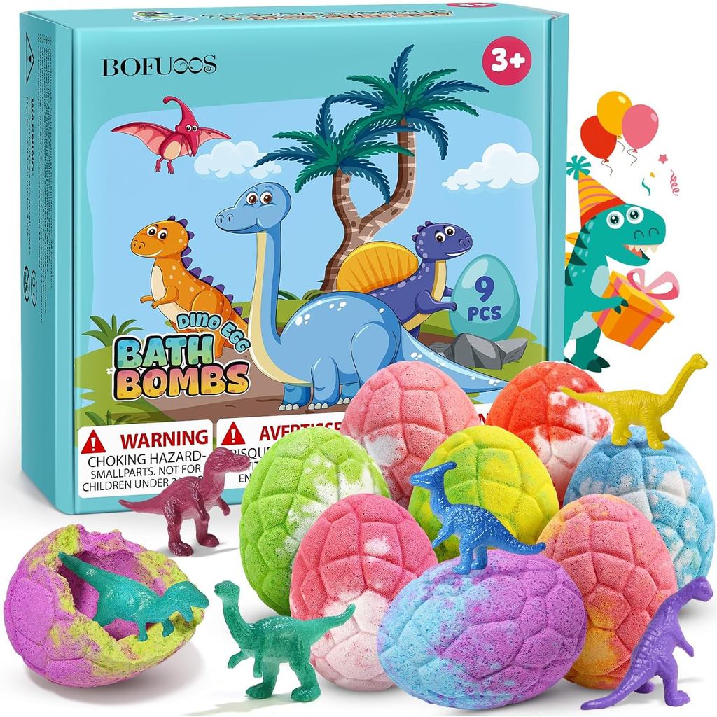 Bombas de banho de dinossauro para crianças, com surpresas dentro, enchimento para cesta de Páscoa, presente infantil, 9