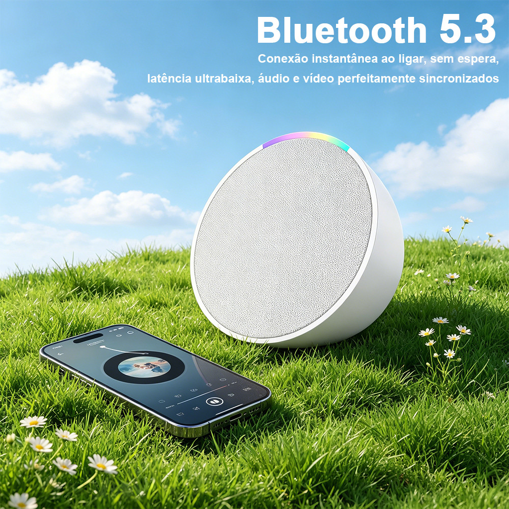 Caixa de som Bluetooth Portátil Com Led RGB Portátil FM USB TWS  Para Praia, Festa ou Viagem