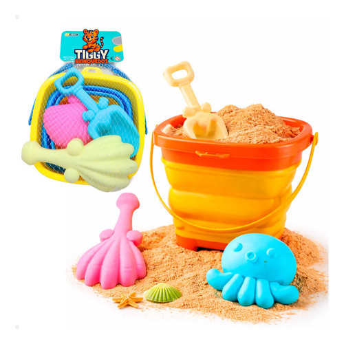 Kit Baldinho de Praia Retrátil Premium Para Criança 5 Peças - Acessórios