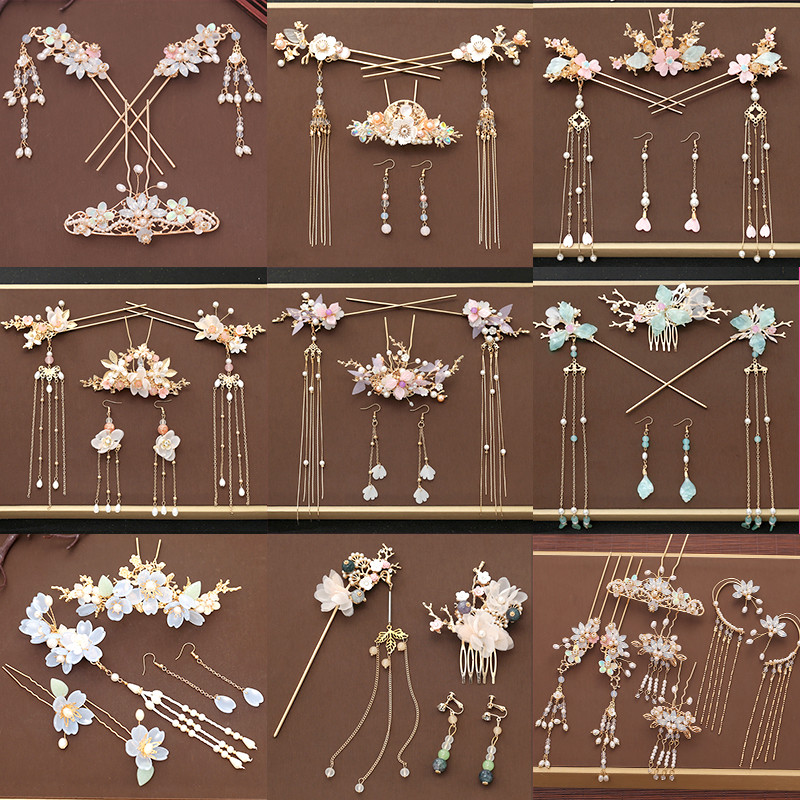 Hanfu estilo antigo menina cocar traje antigo crianças Super fada borla passo agitando hairpin feminino hairpin pente de