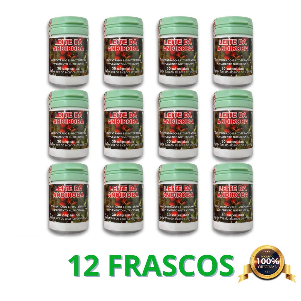 Kit com 12 Unidades Leite Da Andiroba Concentrado Suplemento Original 30 Cápsulas