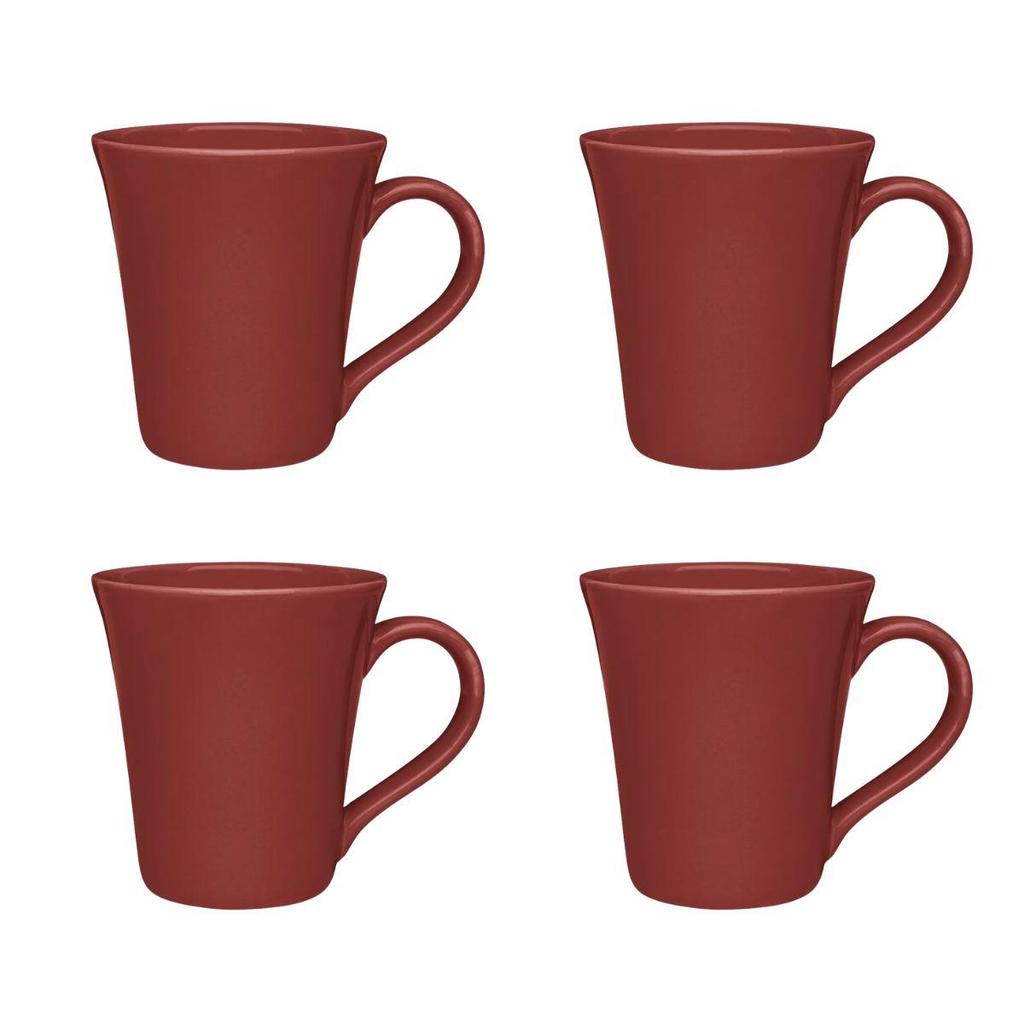 Jogo de 4 Canecas 330ml Tulipa Oxford Vermelho Canela