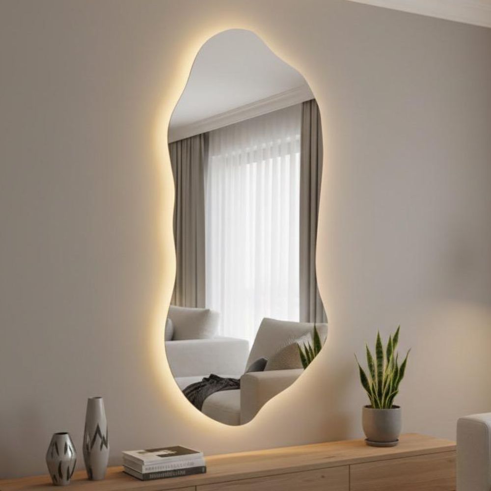 Espelho Orgânico Com Led Espelho Para Sala Quarto Espelho Decorativo Espelho Comprido