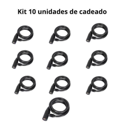 Kit 10 Unidades de Cadeado Para Bicicleta e Moto Com Cabo De Aço 64 Cm