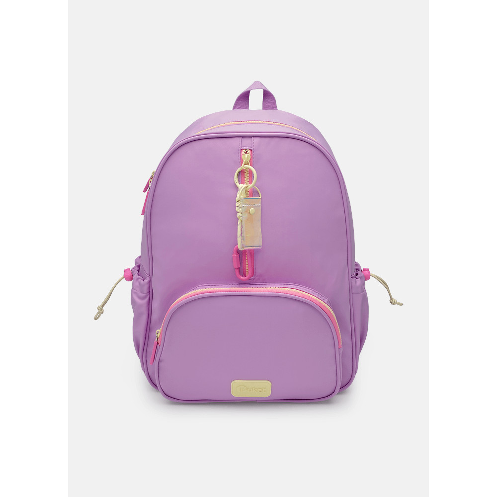 Mochila Escolar Infantil Puket Lilás De Costas Com Chaveiro
