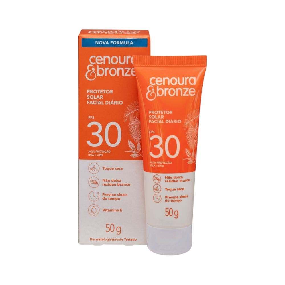 Protetor Solar Facial Cenoura E Bronze FPS30 50g em Oferta na Shopee