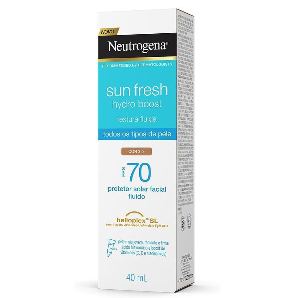 Detalhes do Protetor Solar Neutrogena Sun Fresh Hydro Boost Fps70 Cor 3.0 40ml
