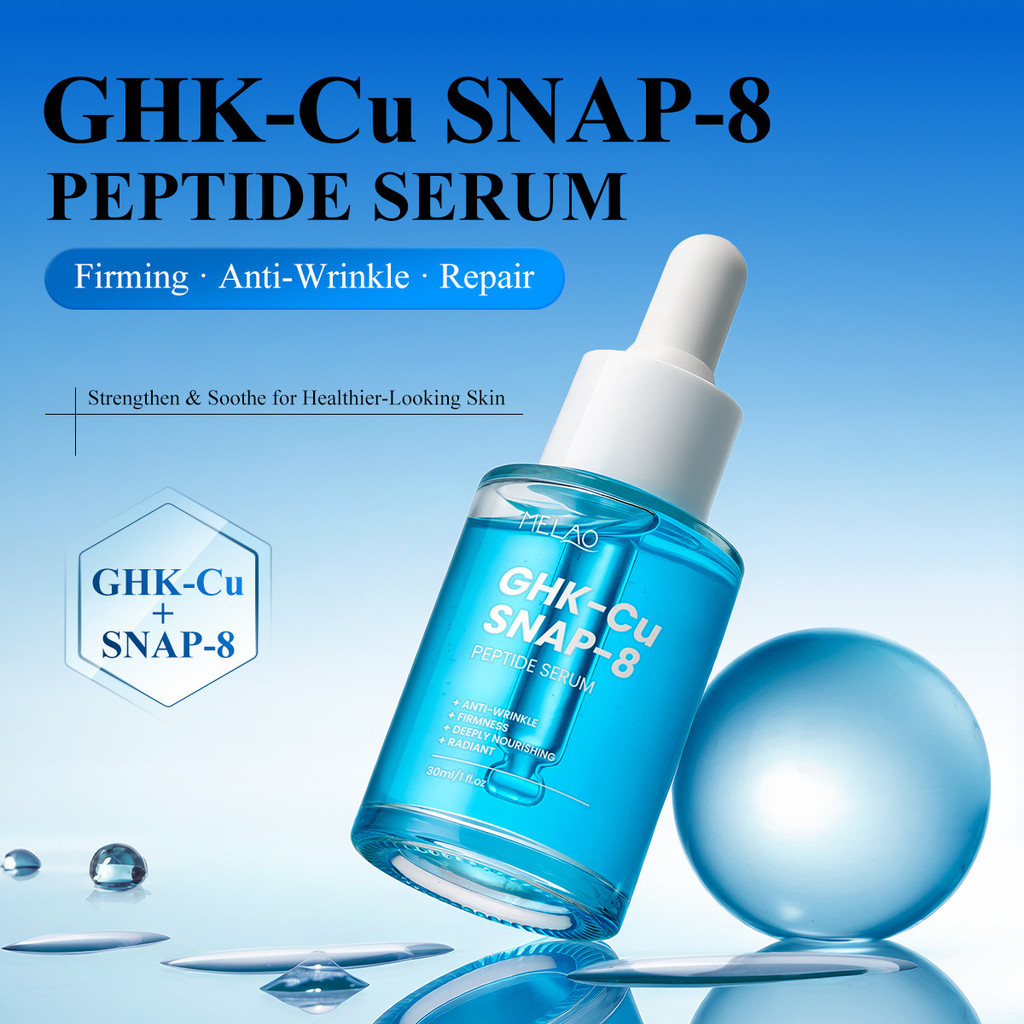 30ml GHK-Cu & SNAP-8 Multipeptídeo Antirrugas Reparador Firmador Iluminador Essência Facial Revitalizante-Hidrata Profun