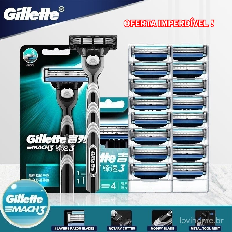 Gillette MACH 3 - Cartucho com 3 Unidades | Reposição para Barbear Suave e Preciso em Oferta na Shopee
