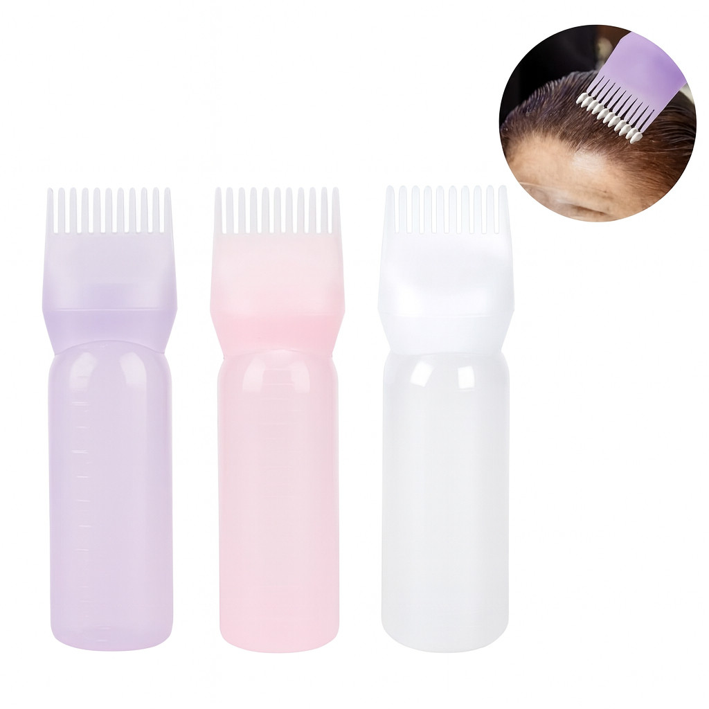 Inclui um conjunto de 1, 2 ou 3 frascos aplicadores com um pente – adequado para tintura de cabelo, óleo capilar, em Oferta na Shopee