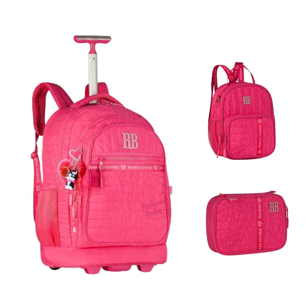 Kit Mochila de Rodinha Com Lancheira e Estojo Rebecca Bonbon Sweet Dreams