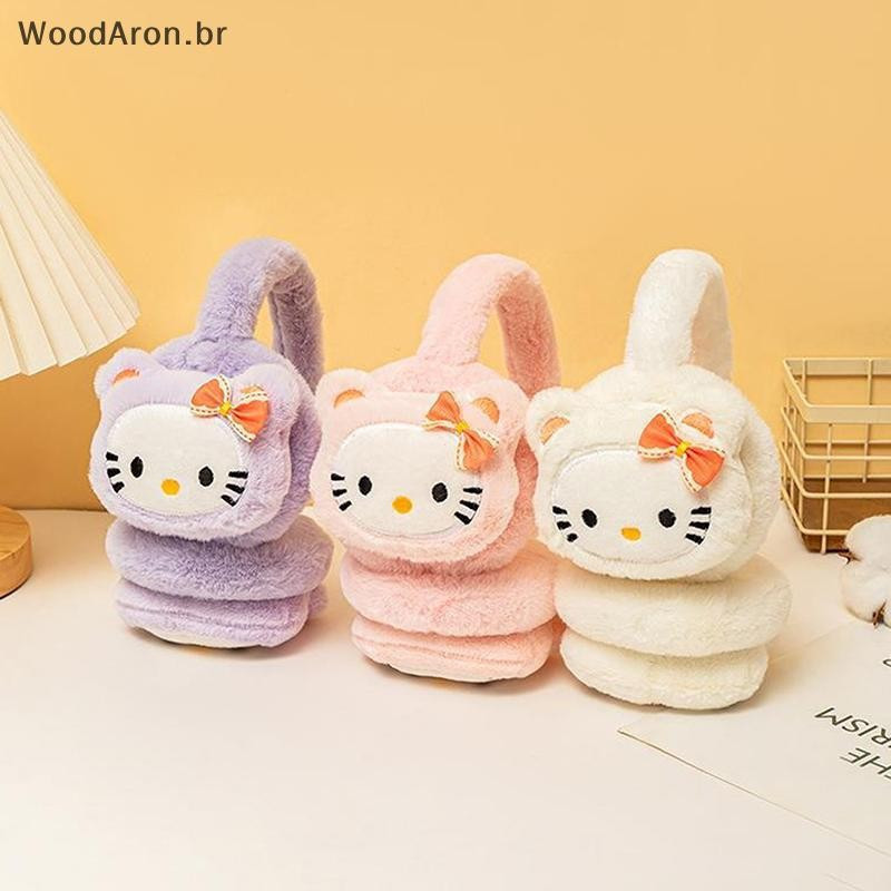 WoodAron Olá Kitty Bonito Earmuffs Inverno Pelúcia Quente Anticongelante Criativo Anime Kawaii À Prova De Vento Orelha M