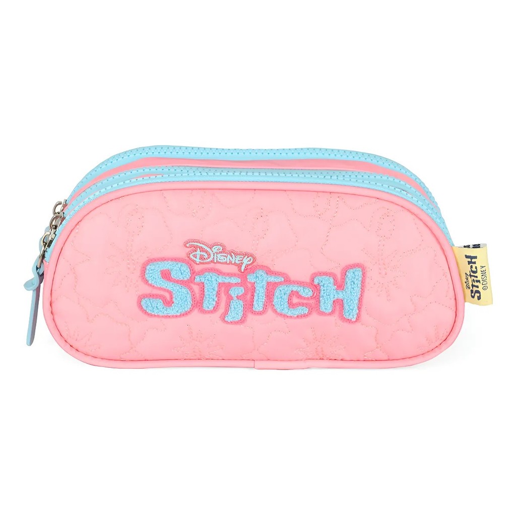 Estojo Escolar Stitch 3 Compartimentos Rosa Luxcel