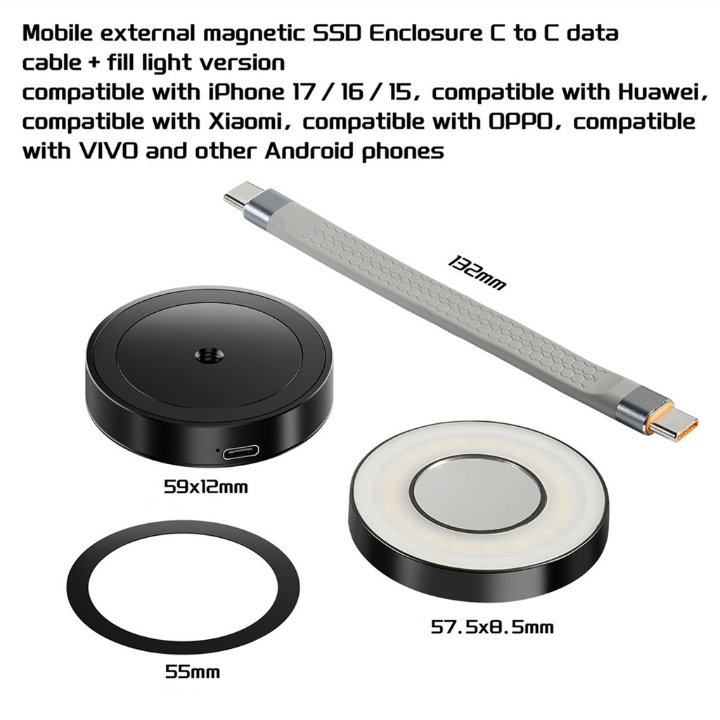 FEICHAO M . 2 NVME SSD Gabinete Magnético Caso Com Porta De Carregamento Tipo C Para 2230 iPhone 17 16 15 Série
